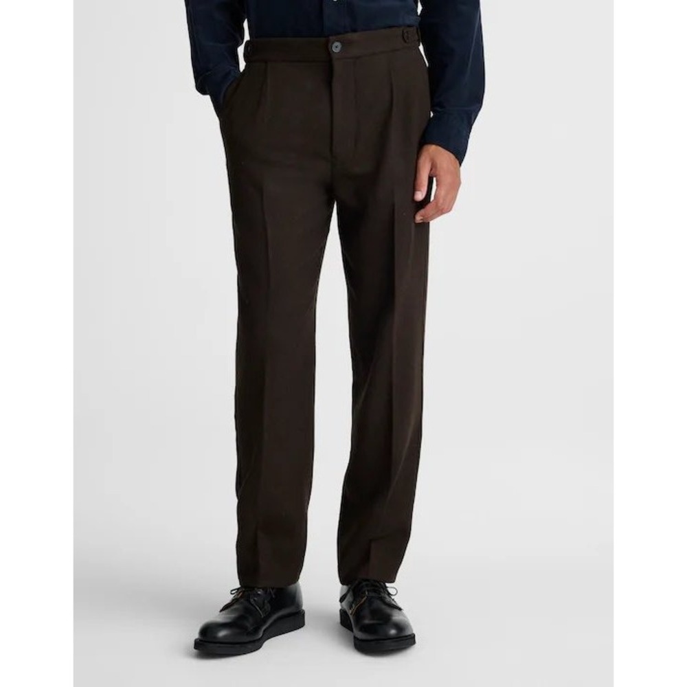 Madewell Mens 32 Pleated Wool Blend Tapered Officer Pants Brown NX967 New